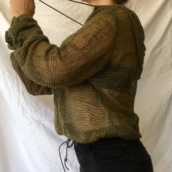 Mesh Hoodie in Army Green SOLD - Picture 2 of 8